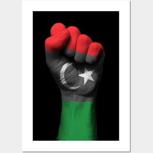 Flag of Libya on a Raised Clenched Fist Posters and Art